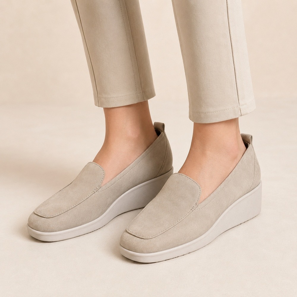 Eurosoft by Sofft Loafers Women Taupe Beige Wedge Slip On Comfort Shoes